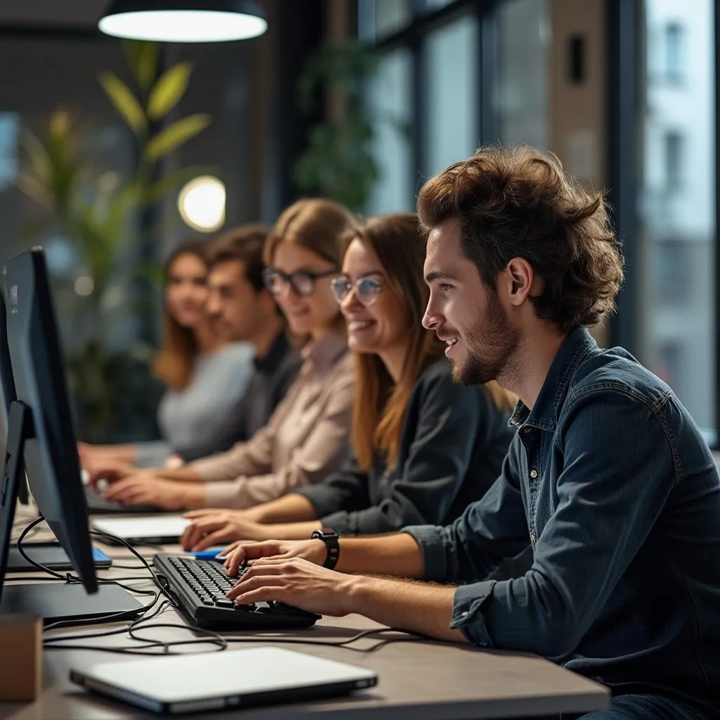 Equipo de desarrollo en sesión de trabajo